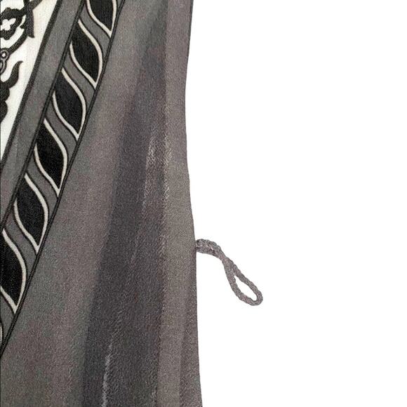 Daniel Benjamin Sheer Overlay Shades Of Gray & White Print Tunic Top, Size M* - Picture 6 of 10